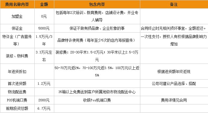 东嘉铺子加盟多少钱